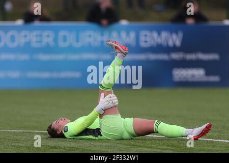 DURHAM CITY, GROSSBRITANNIEN. MÄRZ 14th Kirstie LEVELL aus Leicester City während des FA Women's Championship Matches zwischen dem Durham Women FC und Leicester City im Maiden Castle, Durham City am Sonntag, 14th. März 2021. (Kredit: Mark Fletcher, Mi News) Kredit: MI Nachrichten & Sport /Alamy Live Nachrichten Stockfoto