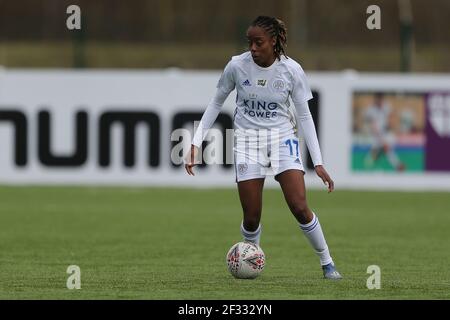 DURHAM CITY, GROSSBRITANNIEN. MÄRZ 14th Paige BAILEY-GAYLE aus Leicester City während des FA Women's Championship Matches zwischen dem Durham Women FC und Leicester City im Maiden Castle, Durham City am Sonntag, 14th. März 2021. (Kredit: Mark Fletcher, Mi News) Kredit: MI Nachrichten & Sport /Alamy Live Nachrichten Stockfoto