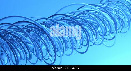 Abstract moderne dynamische blau fließende Kurve wirbeln oder wirbeln Spiralform Linien auf blauem Hintergrund, 3D Illustration Stockfoto