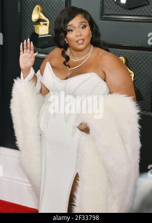 Lizzo 189 nimmt am 62nd 26. Januar 2020 an den jährlichen GRAMMY Awards im Staples Center in Los Angeles, Kalifornien, Teil Stockfoto