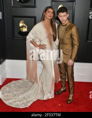Priyanka Chopra, Nick Jonas 050 nimmt am 62nd 26. Januar 2020 an den jährlichen GRAMMY Awards im Staples Center in Los Angeles, Kalifornien, Teil Stockfoto
