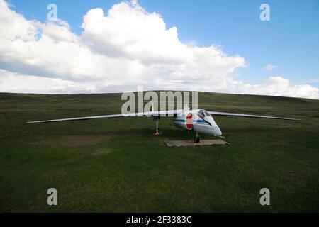 Das russische Hochaufklärungsflugzeug Mjaschtschew M-55, bewaffnet mit einem Turm von 600rpg. Stockfoto