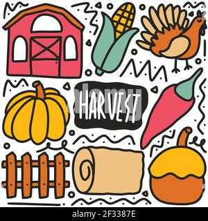 Von Hand gezogener Doodle Erntezeit Stock Vektor