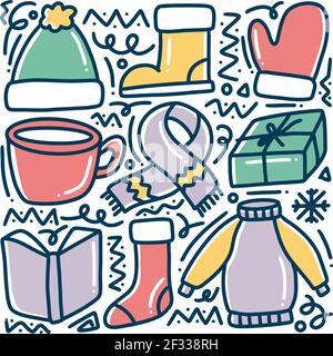 Handgezeichnete Winterkollektion Doodle Stock Vektor
