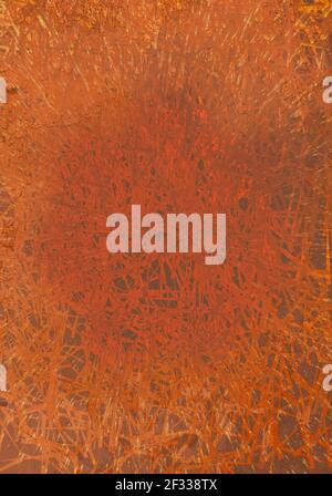 Abstrakt hell warm orange rostig Grunge Textur raue Oberfläche getragen Geschredderter Hintergrund Stockfoto