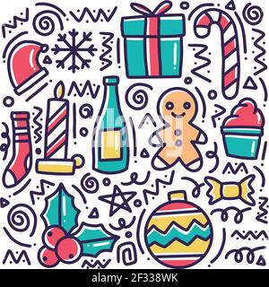 Handgezeichnete Winterkollektion Doodle Stock Vektor