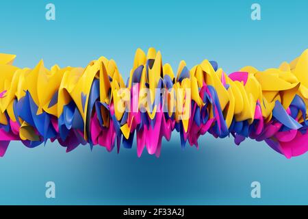 3D Illustration einer hypnotischen pattern,3d Illustration einer horizontalen Spirale aus bunter Flüssigkeit. Luxuriöses Hintergrunddesign Stockfoto