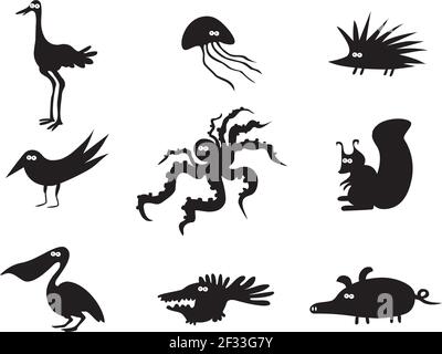 Set von Funny Vector Cartoon Tiere Stock Vektor
