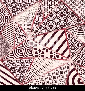 Gewelltes, nahtloses Illustrationsmuster. Moderne stilvolle Textur mit monochromen Spalieren. Wiederholende Geometrie für Hintergrund und Umhüllung. Einfache Grafik Stockfoto