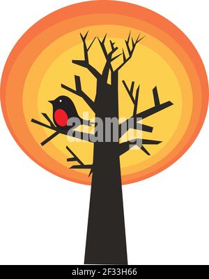 Vektor-Illustration für Vögel und Bäume Stock Vektor