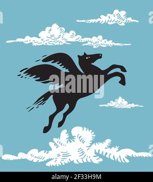 Pegasus Silhouette am Himmel Stock Vektor