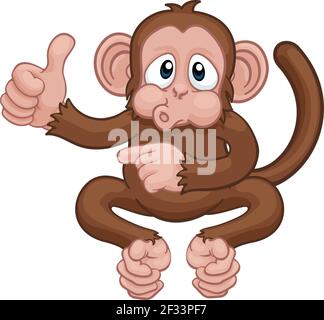Affe Cartoon Animal Thumbs Up and Pointing Stock Vektor