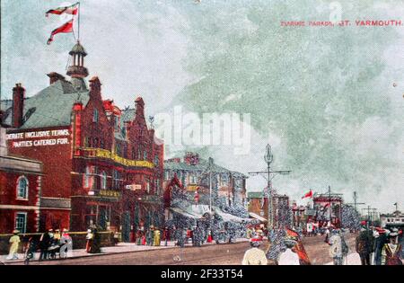 Marine Parade, Gt. Yarmouth, Norfolk, England, Vereinigtes Königreich. Postkarte des frühen zwanzigsten Jahrhunderts. Herausgeber unbekannt. Stockfoto