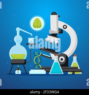 Flache Biotechnologie Illustration Vektor Illustration. Stock Vektor