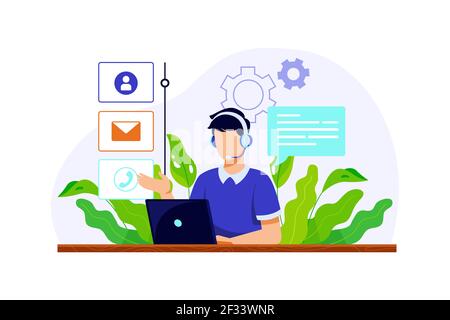 Organisch flach Kundensupport Illustration Vektor Illustration. Stock Vektor