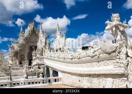 Wat Rong Khun in Chiang Rai. Auch bekannt als der Weiße Tempel Stockfoto