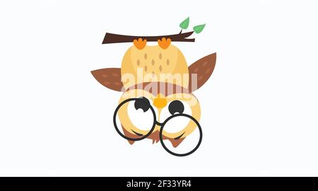 Kindliche Eule. Vektor isolierte Illustration einer kindischen Stil Eule Stock Vektor