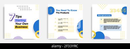 Social Media Tutorial, Tipps, Trick, Wussten Sie Post Banner Layout Vorlage mit geometrischen Hintergrund und memphis Muster Design-Element Stock Vektor
