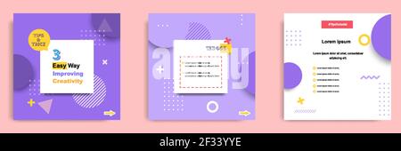 Social Media Tutorial, Tipps, Trick, Wussten Sie Post Banner Layout Vorlage mit geometrischen Hintergrund und memphis Muster Design-Element Stock Vektor