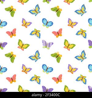 Niedliche nahtlose Muster mit Cartoon Schmetterlinge. Stock Vektor