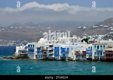 Geographie / Reisen, Griechenland, ehemalige Kapitänshäuser von Klein-Venedig, Mykonos-Stadt, Mykonos, Kykladen, Additional-Rights-Clearance-Info-not-available Stockfoto