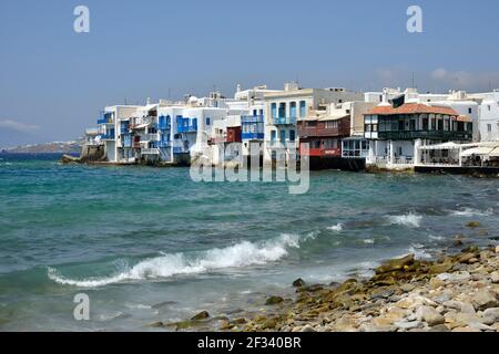 Geographie / Reisen, Griechenland, ehemalige Kapitänshäuser von Klein-Venedig, Chora oder Mykonos-Stadt, Mykonos, Additional-Rights-Clearance-Info-not-available Stockfoto