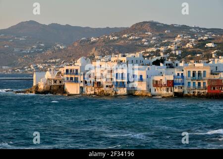 Geographie / Reisen, Griechenland, ehemalige Kapitänshäuser von Klein-Venedig, Chora oder Mykonos-Stadt, Mykonos, Additional-Rights-Clearance-Info-not-available Stockfoto