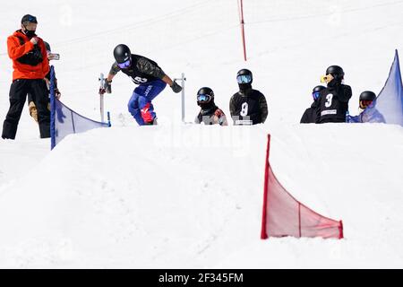 Otari, Nagano, Japan. März 2021, 14th. Takahito Ichikawa (JPN), 14. März 2021 - para Snowboard : Snowboard Cross im Skigebiet Hakuba Norikura Onsen während 2021 Alle Japan para Snowboard Championships und Supporters Cup in Otari, Nagano, Japan. Kredit: SportsPressJP/AFLO/Alamy Live Nachrichten Stockfoto