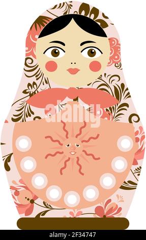 Matreshka. Russisches Nationalspielzeug. Holzpuppe.Vektor-Illustration Stock Vektor