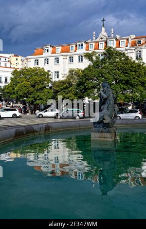 Rossio Place in Lissabon Stockfoto