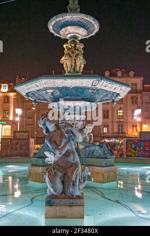 Rossio Place in Lissabon Stockfoto