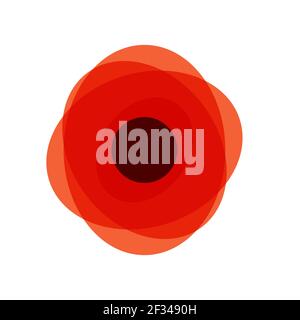 Rote Mohnsymbol, Mohnblume als Erinnerungszeichen, Stock Vector Illustration isoliert Stock Vektor