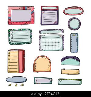 Vektor handgezeichnete Doodle Frames. Satz von Elementen für Design. Stock Vektor