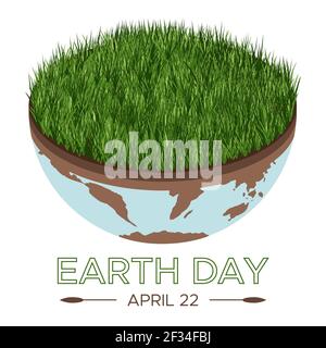 Happy Earth Day Banner - Vektor isometrisch eco Illustration eines Umweltkonzepts, um die Welt zu retten. Konzept Vision zum Thema Speichern der pl Stock Vektor