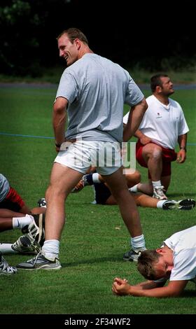 Lawrence Dallaglio Rugby Juli 1999Dallaglio im Training mit dem England Kader zum ersten Mal seit seinem Rücktritt als Kapitän Stockfoto