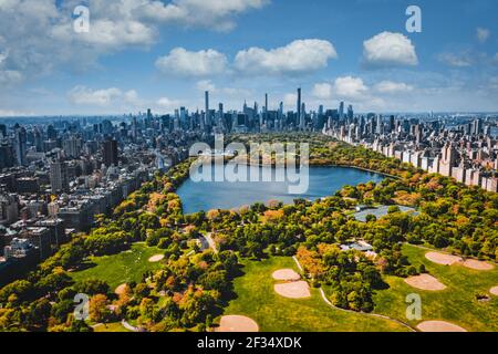 Central Park Luftaufnahme in Manhattan, New York. Stockfoto