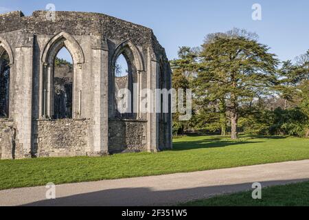 Margam Abbey Ruinen, Margam Country Park, das Kapitelhaus. Neath Port Talbot, Wales, Vereinigtes Königreich Stockfoto