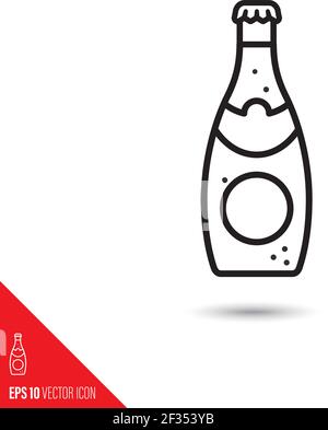 Flasche Tonic Water Linie Symbolvektor Stock Vektor