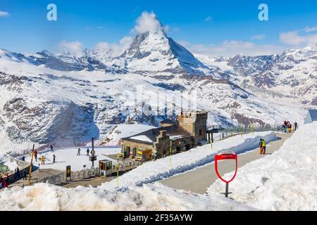 Bahnhof Gornergrat, Matterhorn, Zermatt, Wallis, Schweiz Stockfoto