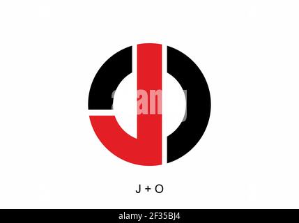 Schwarz und Rot von JO Initial Letter Design Stock Vektor