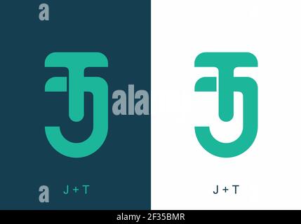 Tosca Farbe von JT Anfangsbuchstaben Design Stock Vektor