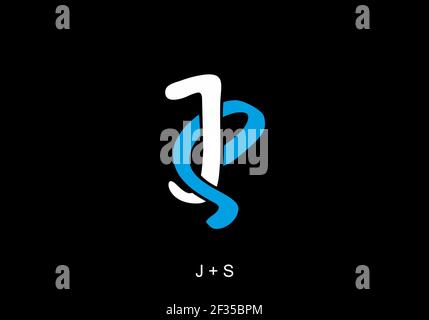 Weiß und Blau von JS Anfangsbuchstaben Design Stock Vektor
