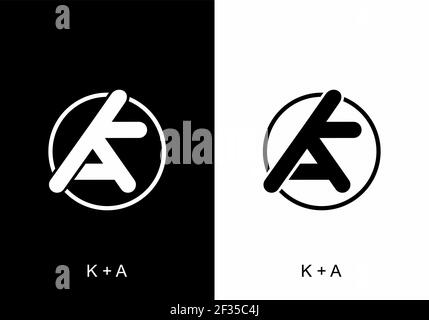 Schwarz weiß von KA Initial Letter Design Stock Vektor