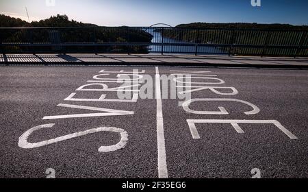 Grenzübergang zwischen Schweden (EU) und Norwegen auf der Svinesund-Brücke. Foto Lasse Edwartz / TT-Code 20785 Stockfoto