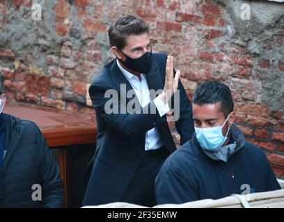 VENEDIG, ITALIEN - 20.-21. OKTOBER: Tom Cruise auf dem Set von 'Mission: Impossible 7' 20. Und 21. Oktober 2020 in Venedig, Italien Stockfoto