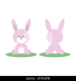 Niedlich, süß Hase Gesicht mit Ohren, Dekoration im Cartoon-Stil isoliert auf weißem Hintergrund. Modischer Druck, entzückender Charakter Kaninchen. Ostergrüße Stock Vektor