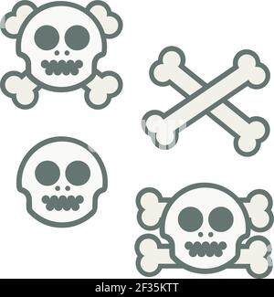 Schädel und Kreuzknochen Set - Vektordarstellung Stock Vektor