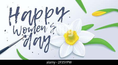 Horizontale Grußkartenvorlage. Happy International Womens Day Stock Vektor