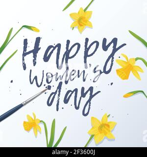 8 März Urlaubskarte. Internationaler Happy Womens Day. Trendy Design Template für Newsletter, Broschüren, Postkarten, Tickets, Anzeigen, Banner Stock Vektor
