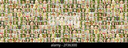 Menschen verschiedener Generationen im Freien als Panorama-Portrait-Collage Als aktives Gesellschaftskonzept Stockfoto